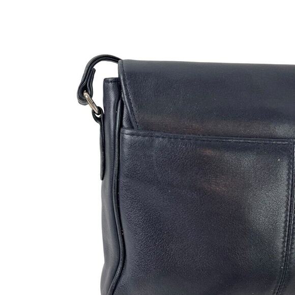 Etienne Aigner Womens Navy Blue Leather Flap Pocket Small Purse Shoulder Bag - Picture 11 of 16